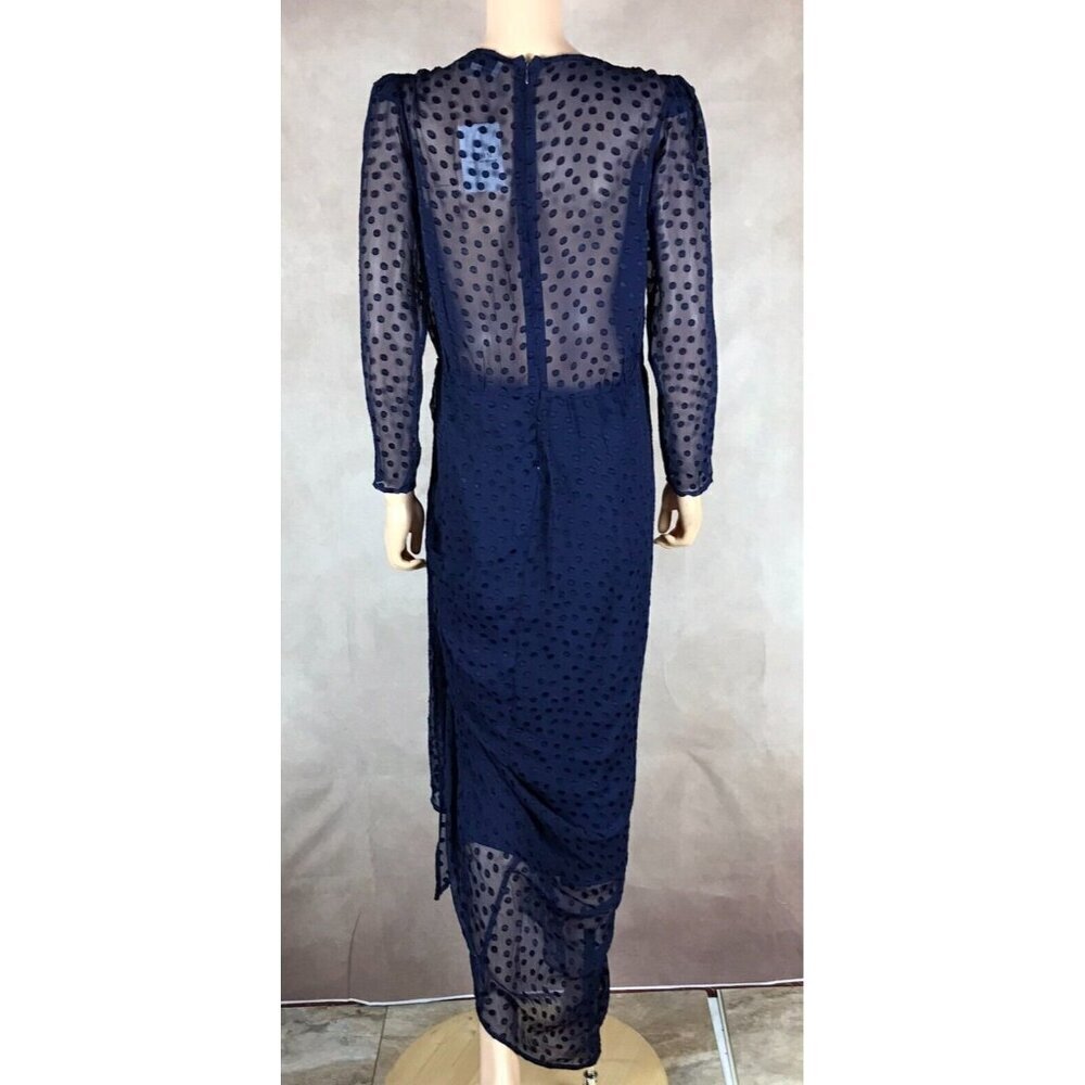 Blue Polka Dot Illusion Maxi Dress NWT M - Picture 7 of 15